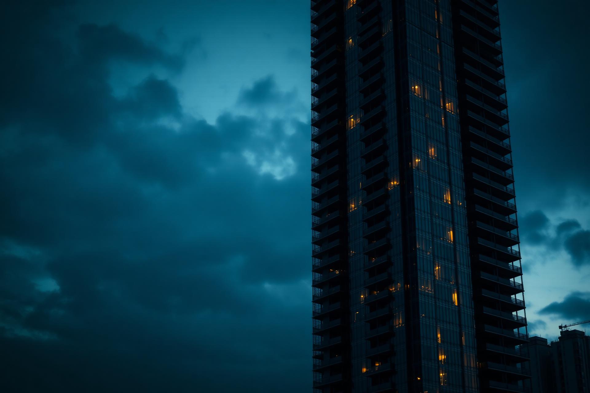 Torre residencial de alto padrão ao entardecer